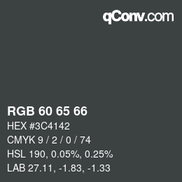 Color code: RGB 60 65 66 | qconv.com
