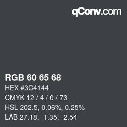 颜色代码: RGB 60 65 68 | qconv.com