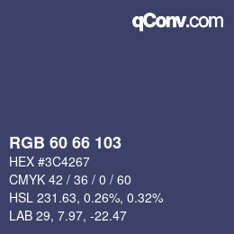 颜色代码: RGB 60 66 103 | qconv.com