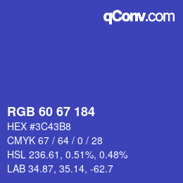 Color code: RGB 60 67 184 | qconv.com