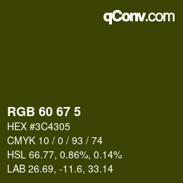 カラーコード: RGB 60 67 5 | qconv.com