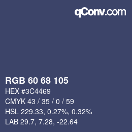 Color code: RGB 60 68 105 | qconv.com