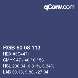 Color code: RGB 60 68 113 | qconv.com