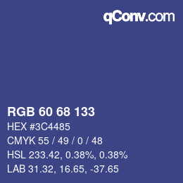 カラーコード: RGB 60 68 133 | qconv.com