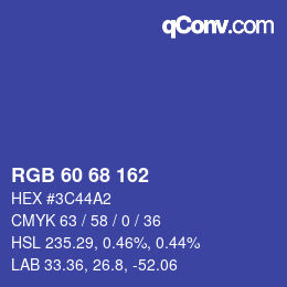 カラーコード: RGB 60 68 162 | qconv.com