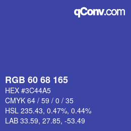 Color code: RGB 60 68 165 | qconv.com