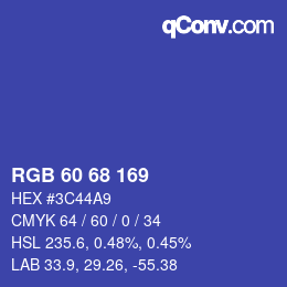 Color code: RGB 60 68 169 | qconv.com
