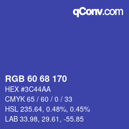 Color code: RGB 60 68 170 | qconv.com