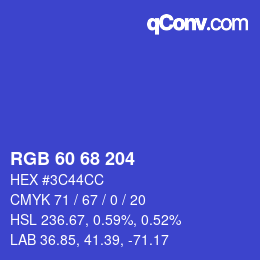 カラーコード: RGB 60 68 204 | qconv.com