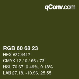 カラーコード: RGB 60 68 23 | qconv.com