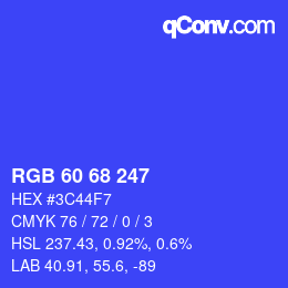 Color code: RGB 60 68 247 | qconv.com