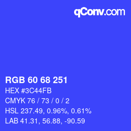 カラーコード: RGB 60 68 251 | qconv.com