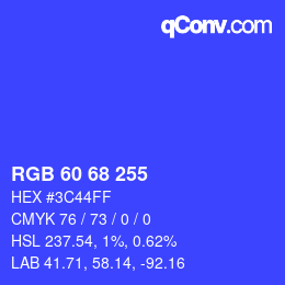 Color code: RGB 60 68 255 | qconv.com