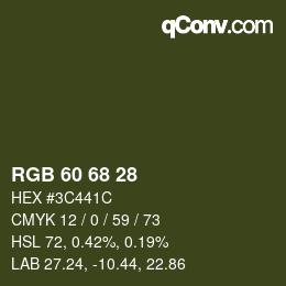 Color code: RGB 60 68 28 | qconv.com