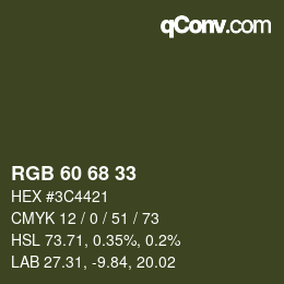 Color code: RGB 60 68 33 | qconv.com