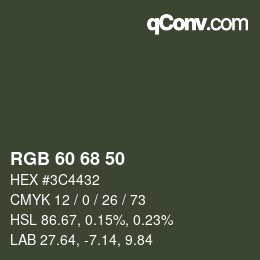 Color code: RGB 60 68 50 | qconv.com
