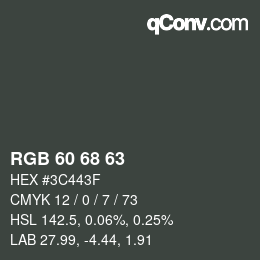 カラーコード: RGB 60 68 63 | qconv.com