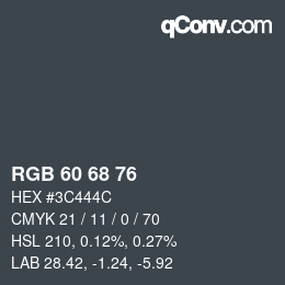 Color code: RGB 60 68 76 | qconv.com