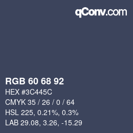 カラーコード: RGB 60 68 92 | qconv.com