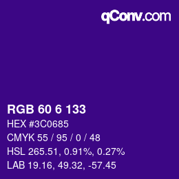 カラーコード: RGB 60 6 133 | qconv.com