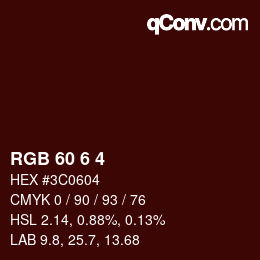 Color code: RGB 60 6 4 | qconv.com