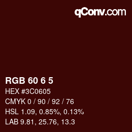 カラーコード: RGB 60 6 5 | qconv.com