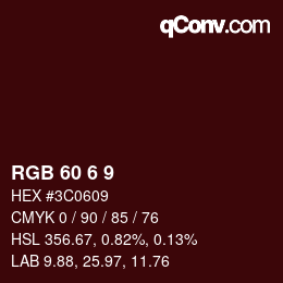 カラーコード: RGB 60 6 9 | qconv.com