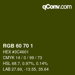 カラーコード: RGB 60 70 1 | qconv.com
