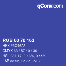 カラーコード: RGB 60 70 163 | qconv.com
