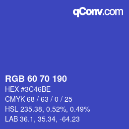 Código de color: RGB 60 70 190 | qconv.com