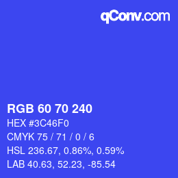 カラーコード: RGB 60 70 240 | qconv.com