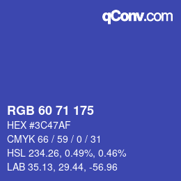 Color code: RGB 60 71 175 | qconv.com