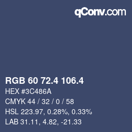 カラーコード: RGB 60 72.4 106.4 | qconv.com