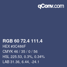 カラーコード: RGB 60 72.4 111.4 | qconv.com