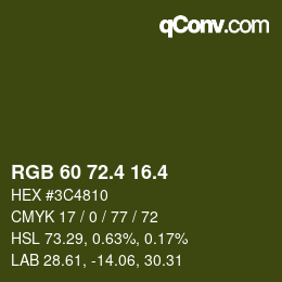 カラーコード: RGB 60 72.4 16.4 | qconv.com