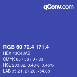 カラーコード: RGB 60 72.4 171.4 | qconv.com