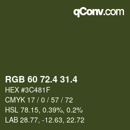 カラーコード: RGB 60 72.4 31.4 | qconv.com