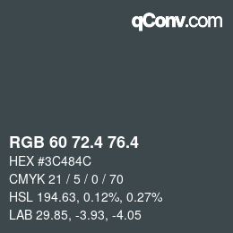 カラーコード: RGB 60 72.4 76.4 | qconv.com