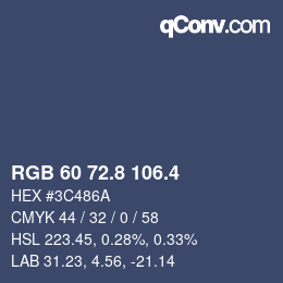 カラーコード: RGB 60 72.8 106.4 | qconv.com