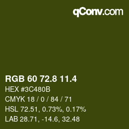カラーコード: RGB 60 72.8 11.4 | qconv.com