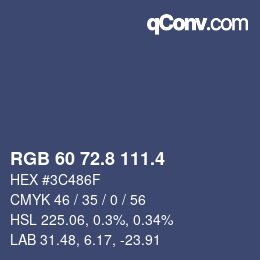 カラーコード: RGB 60 72.8 111.4 | qconv.com
