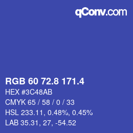 カラーコード: RGB 60 72.8 171.4 | qconv.com
