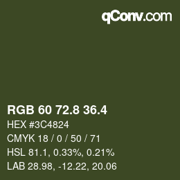 カラーコード: RGB 60 72.8 36.4 | qconv.com