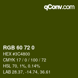Color code: RGB 60 72 0 | qconv.com