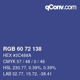 Color code: RGB 60 72 138 | qconv.com