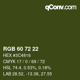 Color code: RGB 60 72 22 | qconv.com