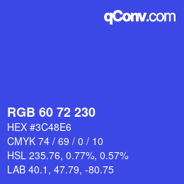 Farbcode: RGB 60 72 230 | qconv.com