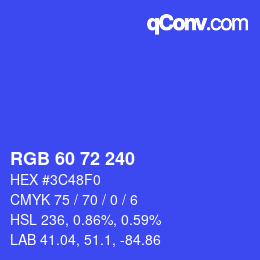 カラーコード: RGB 60 72 240 | qconv.com