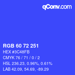 颜色代码: RGB 60 72 251 | qconv.com
