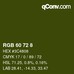 Color code: RGB 60 72 8 | qconv.com